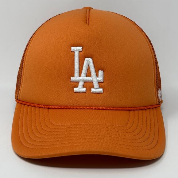 Los Angeles LA Dodgers Trucker Hat Baseball Cap 47 Brand Mesh Snapback Orange - Picture 1 of 9